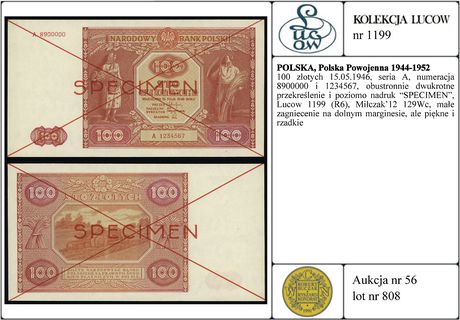 100 złotych 15.05.1946, seria A, numeracja 89000