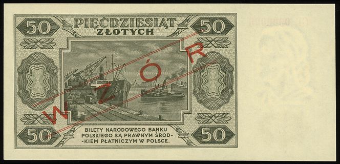 50 złotych 1.07.1948, seria CB, numeracja 000000