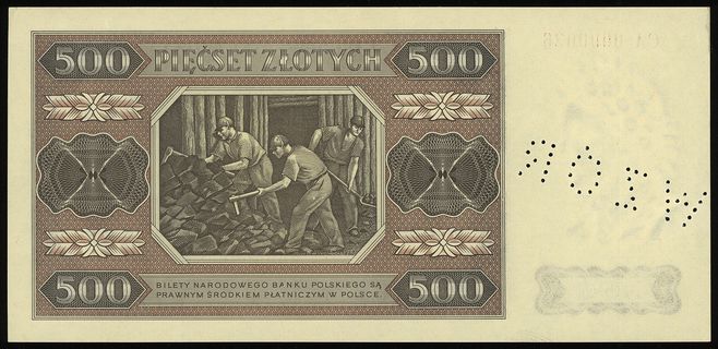500 złotych 1.07.1948, seria CA, numeracja 00000