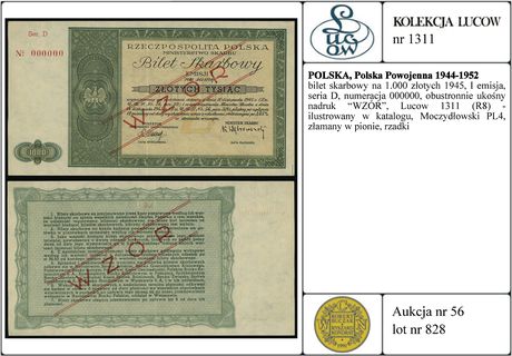 bilet skarbowy na 1.000 złotych 1945, I emisja, 