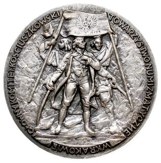 Tadeusz Kościuszko, medal autorstwa Franciszka Kalfasa, 1946 r., Aw: Popiersie Kościuszki w prawo i napis wokoło TADEUSZ KOŚCIUSZKO 1746 1946, Rw: Stojący na wprost Naczelnik, za nim dwaj kosynierzy i napis wokoło GŁÓWNY KOMITET KOŚCIUSZKOWSKI - TOWARZYSTWO NUMIZMATYCZNE W KRAKOWIE, srebro 134.84 g, 62 mm, patyna