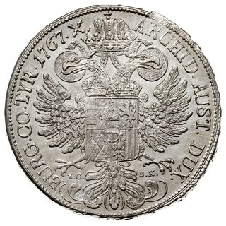 talar 1767 I.C.S.K., Wiedeń, srebro 28.06 g, Dav. 1115, Her. 422, minimalnie justowany, ale pięknie zachowany z dużym blaskiem menniczym