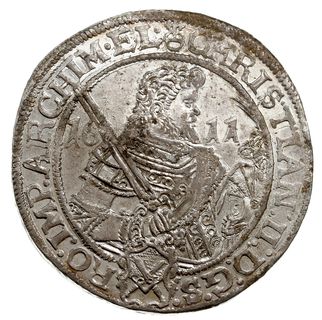 talar 1611, Drezno, srebro 29.16 g, Dav. nie notuje z takim znakiem menniczym, Keilitz/Kahnt 235, Schnee 770, piękny, bardzo ostry egzemplarz z pełnym lustrem menniczym