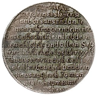 talar zaślubinowy 1671, Gotha, wybity z okazji ślubu syna księcia Bernharda z Marią Jadwigą von Hessen-Darmstadt, srebro 29.12 g, Dav. 7451, Schnee 432, na rancie małe zapiłowanie, patyna