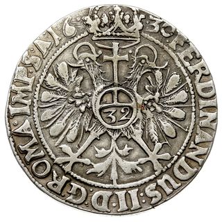 talar 1630 HI, z tytulaturą Ferdynanda II, srebro 28.56 g, Dav. 5944, Kunzel 202, rzadki, patyna, egzemplarz z aukcji Gorny&Mosch 123/3286