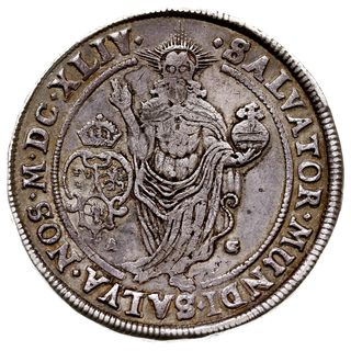 talar 1644, Sztokholm, odmiana z datą MDCXLIV, srebro 28.64 g, AAH 16a, patyna