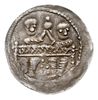 Denar, 1146-1157, Aw: Dwaj książęta siedzący za stołem unoszący wspólnie kielich, Rw: Rycerz stoją..
