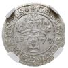 grosz oblężniczy 1577, Gdańsk, na awersie Głowa Chrystusa przerywa wewnętrzną obwódkę, rzadsza odm..