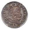 trojak 1583, Olkusz, Iger O.83.3.a (R1), moneta w pudełku firmy PCGS z oceną AU 55, patyna