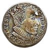 trojak 1588, Olkusz, Iger O.88.5.a (R7), przedziurawiony, bardzo rzadki typ monety z awersem z tro..