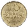 10 fenigów 1932, Berlin, Dorsz”, Parchimowicz 58, moneta w pudełku firmy PCGS z oceną MS 65, piękn..