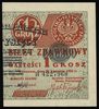 1 grosz 28.04.1924, nadruk na prawej części banknotu 500.000 marek polskich, seria H, numeracja 42..