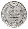 3 ruble 1842 СПБ, platyna 10.28 g, Bitkin 88 (R), Fr. 160, min. typowa wada walcowania (tzw. schrö..