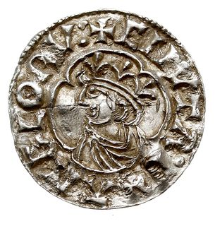 denar typu Quatrefoil, 1018-1024, mennica Oxford, mincerz Seawine, CNVT REX ANGLORV / SEPINE OXSENA, srebro 1.08 g, S. 1157, N. 781, gięty