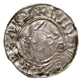 denar typu Pointed Helmet, 1024-1030, mennica York, mincerz Witherin, CNVT REX ANG / PIDRIN M.O OEFRP, srebro 1.00 g, S. 1157, N. 781, lekko gięty, patyna