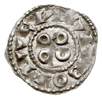 Raimond-Berenger 1023-1067, denar, Aw: Krzyż, BERINGARI, Rw: Cztery kółka, NARBONA C, srebro 1.02 g, Boudeau 736, Poey d’Avant 3749