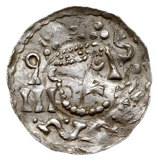 Salzburg, Henryk II 1002-1024, denar 1009-1024, Aw: Popiersie króla w prawo, Rw: Krzyż, srebro 1.09 g, Hahn 94E.3/XIII, gięty