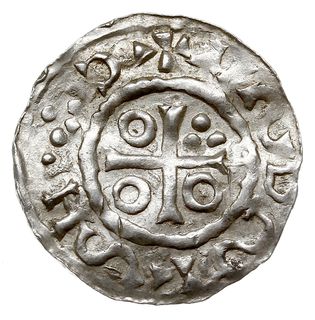 Salzburg, Henryk II 1002-1024, denar 1009-1024, Aw: Popiersie króla w prawo, Rw: Krzyż, srebro 1.09 g, Hahn 94E.3/XIII, gięty