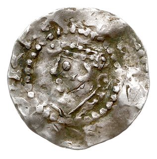 Dortmund, Henryk II 1002-1024, denar, Aw: Popiersie króla w lewo, Rw: Krzyż z kulkami w kątach, srebro 1.27 g, Dbg. 749, Kluge 69, gięty, patyna