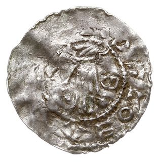 Hamaland- hrabstwo, hrabina Adela, denar przed 1017, Aw: Dłoń opatrzności, Rw: Krzyż z kulkami w kątach, srebro 1.07 g, Dbg 1237, Kluge 295, gięty, patyna