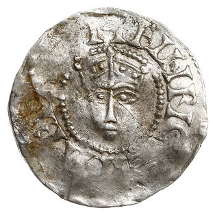 Tiel, Henryk II 1002-1024, denar, Aw: Głowa króla na wprost, Rw: Krzyż z kulkami w kątach, TIELE, srebro 1.41 g, Dbg 578, Kluge 63, gięty