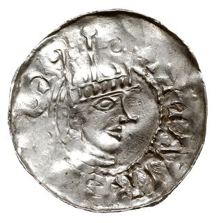 Esslingen, Henryk II 1002-1024, denar, Aw: Popiersie króla w prawo, Rw: Dłoń opatrzności, srebro 1.29 g, Dbg 951, Kluge 84, gięty