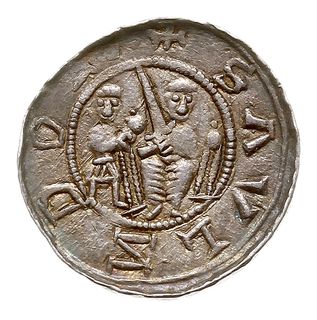 denar, Aw: Książę na tronie, obok giermek, Rw: Rycerz walczący ze lwem, srebro 0.75 g, Str. 40, Such. XVI/1, wyśmienity