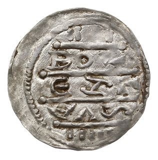 denar, 1157-1173, Aw: Cesarz siedzący na tronie na wprost, Rw: Napis BOL/SZL/AVS w trzech liniach, srebro 0.40 g, Str. 55, Such. XX/2, rzadki i ładnie zachowany