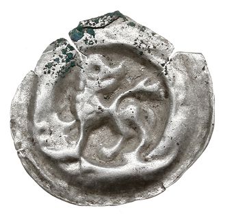 brakteat guziczkowy, koniec XIII w., Lew idący w