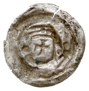 brakteat typu Ramię z proporcem”, ok. 1236-1247, Ramię z proporcem, w środku krzyż, srebro 0.25 g, BRP Prusy T1.2, Waschinski 2, rzadki, pęknięty