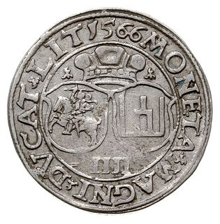 czworak 1566, Wilno, odmiana z nieco większą Pogonią na rewersie, Ivanauskas 10SA17-3, na awersie drobna wada blachy