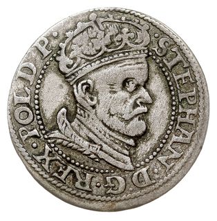 grosz 1578, Gdańsk, na awersie kropka na końcu, mennicza wada blachy, patyna