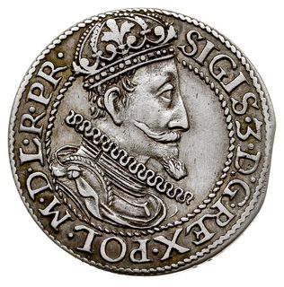 ort 1612, Gdańsk, kropka za łapą niedźwiedzia, Shatalin G12-10 (R2), moneta z końca blachy, rzadszy rocznik, patyna
