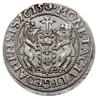 ort 1615, Gdańsk, duża głowa króla, kropka za łapą niedźwiedzia Shatalin G15-7 (R3), menniczy defekt krążka, ale ładnie zachowany egzemplarz