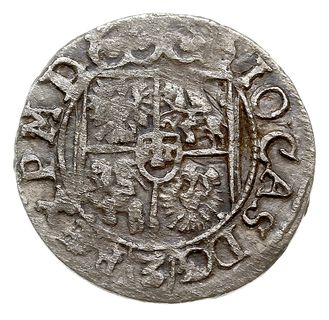 półtorak 1662, Poznań, skrócona data po bokach krzyża i obwódka wewnętrzna tylko na awersie, rzadki, patyna