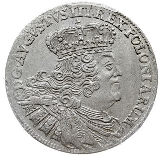ort 1755, Lipsk, Kahnt 686 d -masywne popiersie w szerokiej koronie, moneta w pudełku PCGS z notą AU58, drobne niedobicie, ale ładny egzemplarz