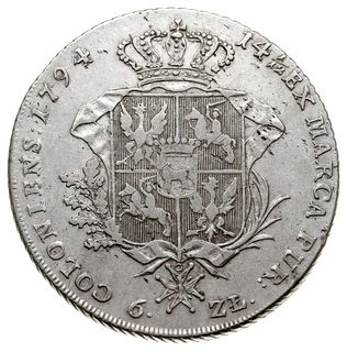 talar 6 złotowy 1794, Warszawa, odmiana krótsza 