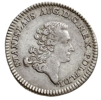 złotówka 1766, Warszawa, wybita na szerokim krążku, srebro 5.26 g, średnica 28 mm, Plage 272, lekko justowana, patyna, rzadka