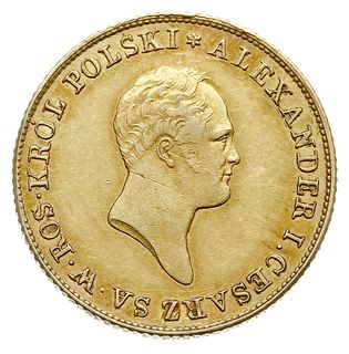 50 złotych 1819, Warszawa, złoto 9.80 g, Plage 4, Bitkin 807 (R), rzadsza odmiana z wysokim obrzeżem, patyna