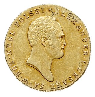 25 złotych 1819, Warszawa, złoto 4.90 g, Plage 14, Bitkin 814 (R), minimalny defekt na obrzeżu, ale piękne, patyna