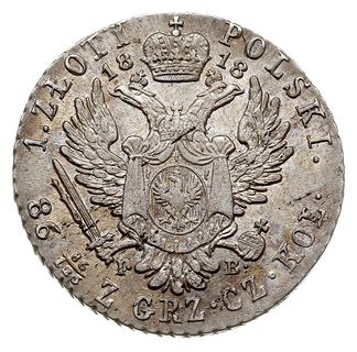 1 złoty 1818, Warszawa, Plage 62, Bitkin 842, pięknie zachowana z ładną starą patyną