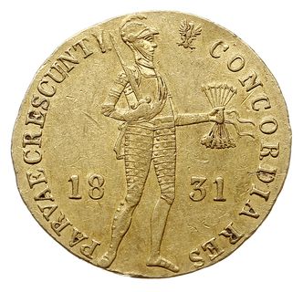 dukat 1831, Warszawa, kropka za pochodnią, złoto 3.47 g, Plage 271, drobne rysy w tle, rzadki