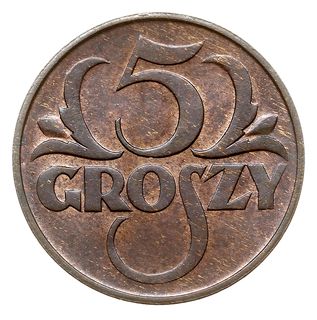 5 groszy 1934, Warszawa, Parchimowicz 103.f, wyśmienicie zachowane i rzadkie, patyna