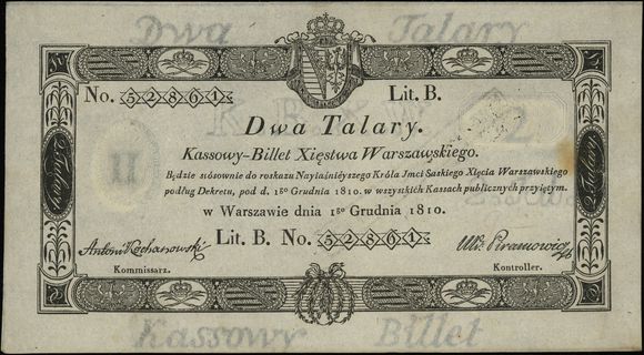 2 talary 1.12.1810, podpis komisarza: Antoni Koc