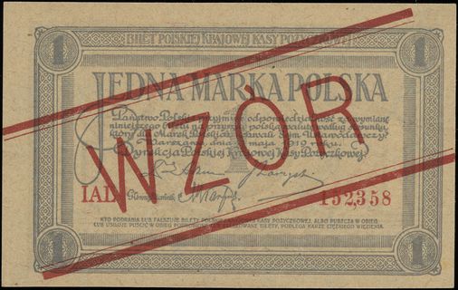 1 marka polska 17.05.1919, seria IAL, numeracja 