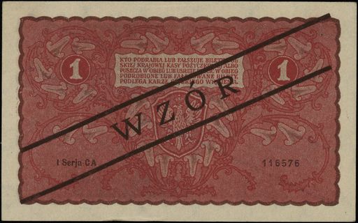 1 marka polska 23.08.1919, seria I-CA, numeracja