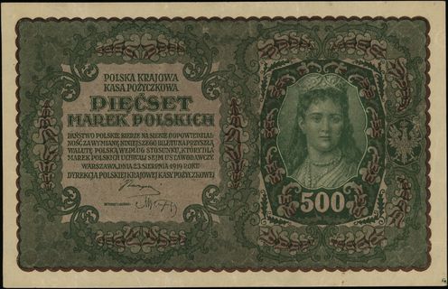 500 marek polskich 23.08.1919, seria II-Z, numeracja 727901, Lucow 394 (R1) - ilustrowane w katalogu kolekcji, Miłczak 28b