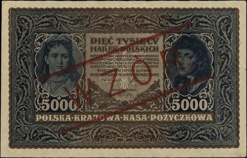 5.000 marek polskich 7.02.1920, obustronny czerw