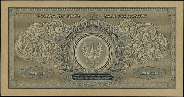 250.000 marek polskich 25.04.1923, seria CM, numeracja 296052, Lucow 431 (R3), Miłczak 34c, wyśmienity stan zachowania