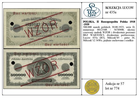 500.000 marek polskich 30.08.1923, seria D, nume